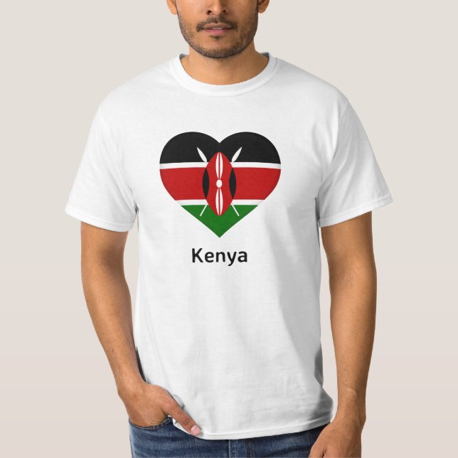 Camiseta Corazón - Bandera de Kenya (Anverso)