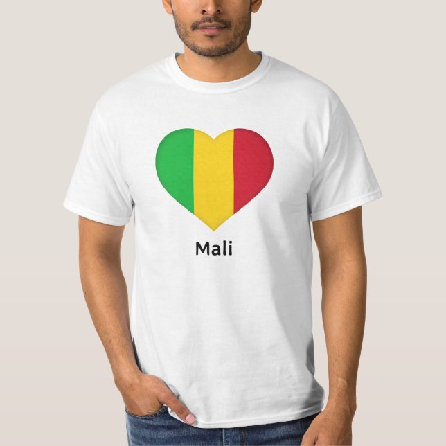 Camiseta Corazón - Bandera de Mali (Anverso)
