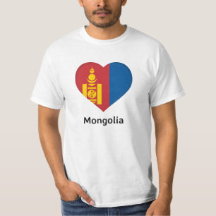 Camiseta Corazón - Bandera de Mongolia