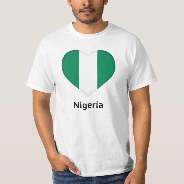 Camiseta Corazón - Bandera de Nigeria (Anverso)