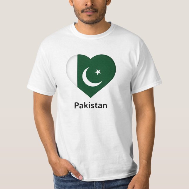 Camiseta Corazón - Bandera de Pakistán (Anverso)