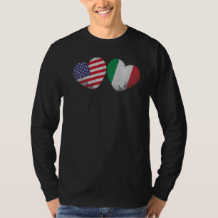 Camiseta Corazón Bandera Italiana Americana Herit Familia P