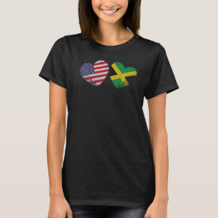 Camiseta Corazón Bandera Jamaiquina Americana Familia Patri