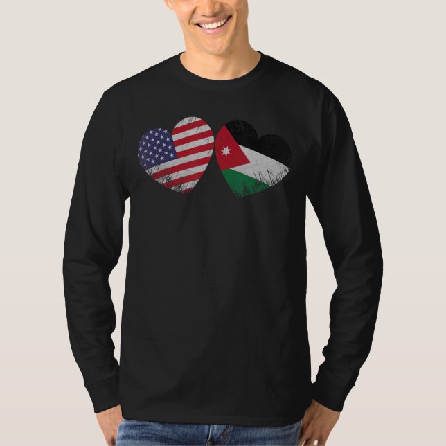 Camiseta Corazón Bandera Jordana Americana Familia Patrióti (Anverso)