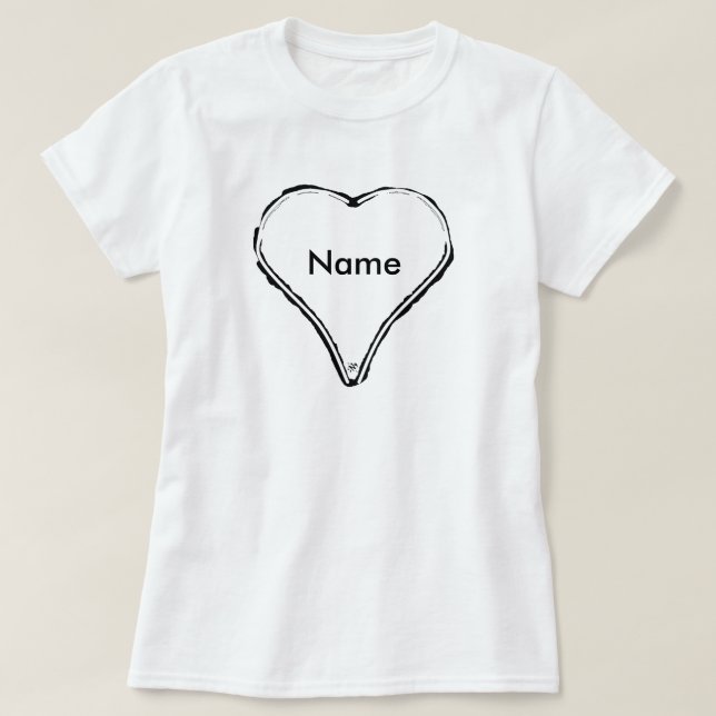 Camiseta Corazón blanco esperando un nombre (Diseño del anverso)