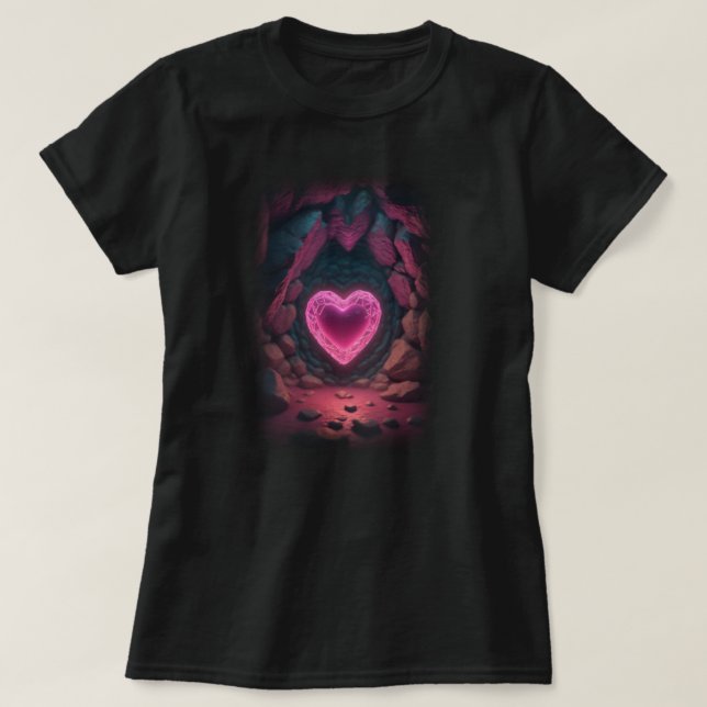 Camiseta Corazón brillante 3D en lo profundo (Diseño del anverso)