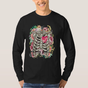 Camiseta Corazón Brillante De Los Muertos Cráneo De Esquel