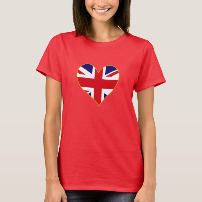 Camiseta Corazón BRITÁNICO de la bandera (Anverso)