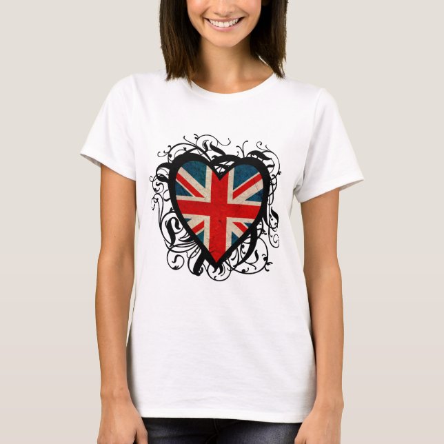 Camiseta Corazón británico decorativo (Anverso)