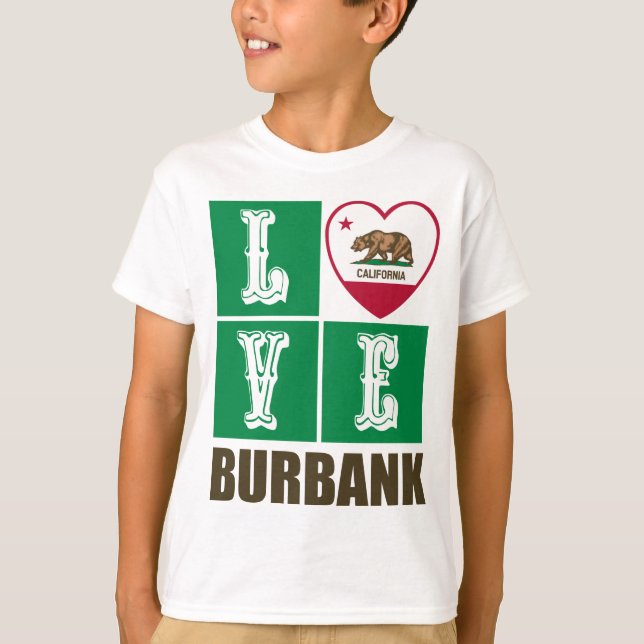 Camiseta Corazón Burbank de Bandera Estatal de la República (Anverso)