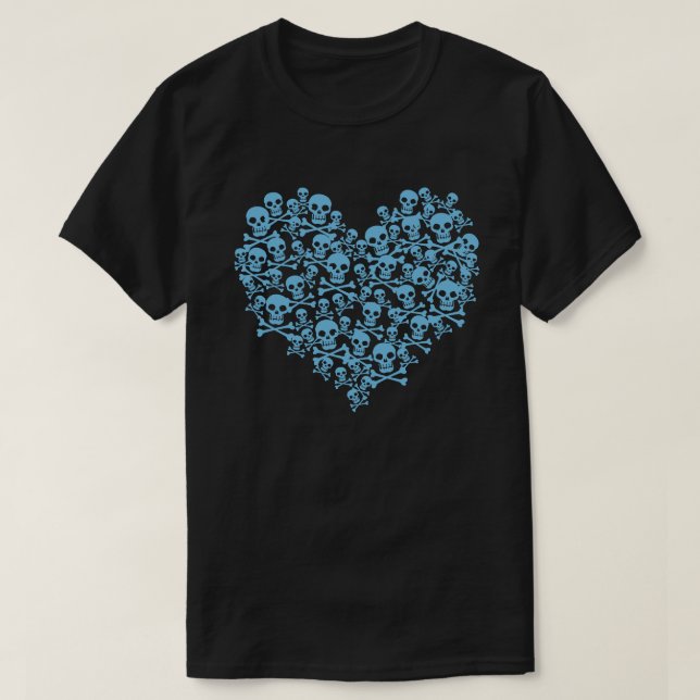 Camiseta Corazón Calavera Azul (Diseño del anverso)
