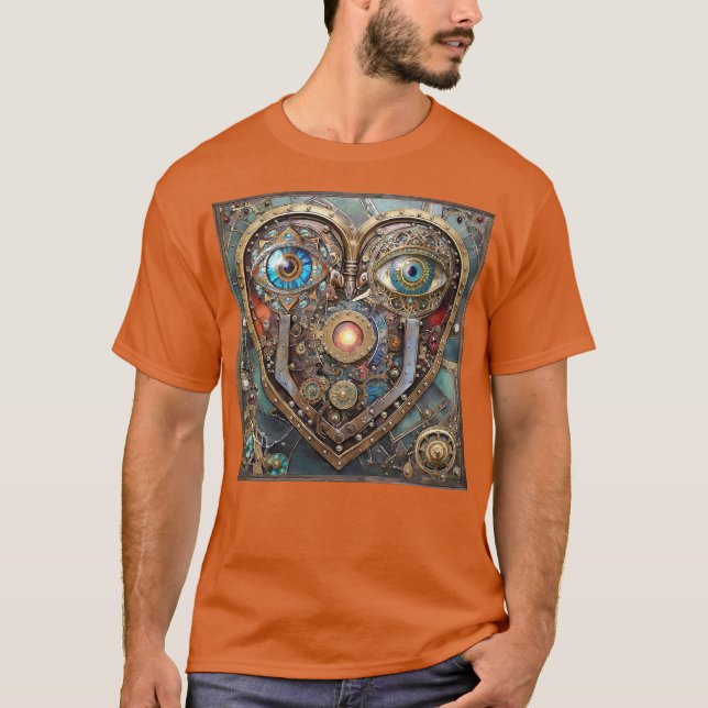 Camiseta Corazón caprichoso steampunk Te veo te amo (Anverso)