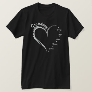 Camiseta Corazón con 5 nombres personalizados, corazón de l
