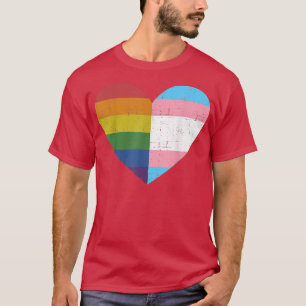 Camiseta Corazón con arco iris y bandera transgénero para e