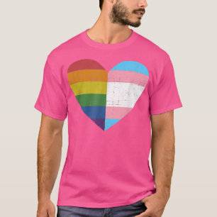 Camiseta Corazón con arco iris y transgénero para el mes de