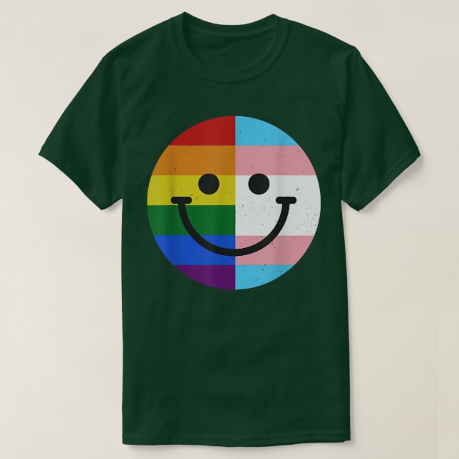 Camiseta Corazón con bandera arco iris trans rotura sonrisa (Diseño del anverso)