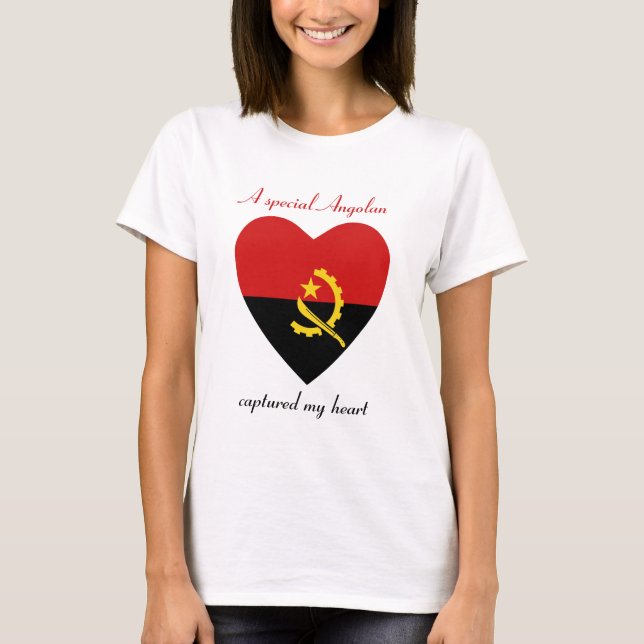 Camiseta Corazón con Bandera de Angola (Anverso)