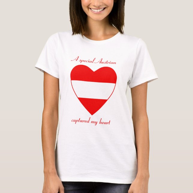 Camiseta Corazón con Bandera de Austria (Anverso)