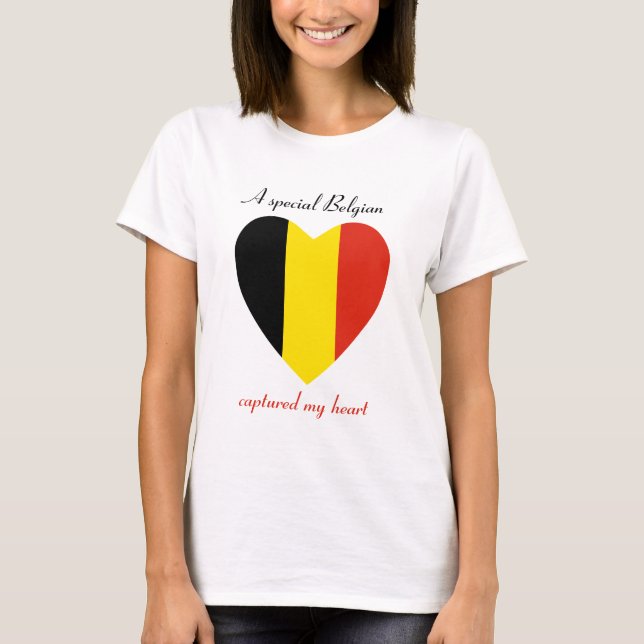 Camiseta Corazón con Bandera de Bélgica (Anverso)