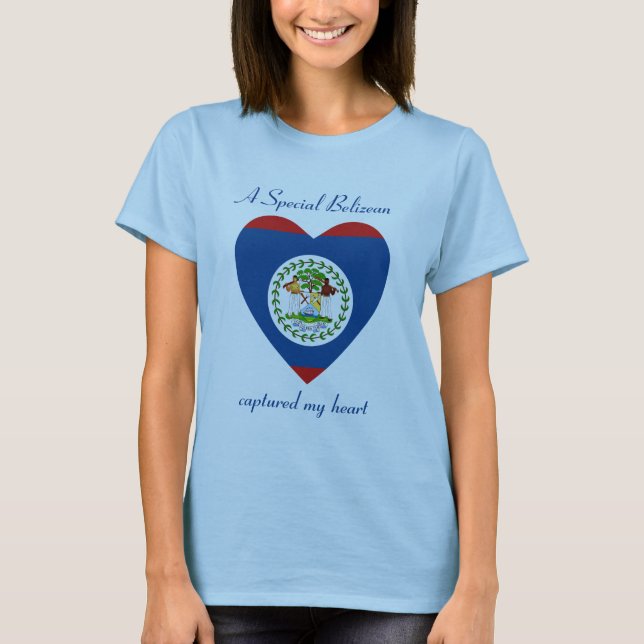 Camiseta Corazón con Bandera de Belice (Anverso)
