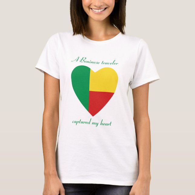 Camiseta Corazón con Bandera de Benín (Anverso)
