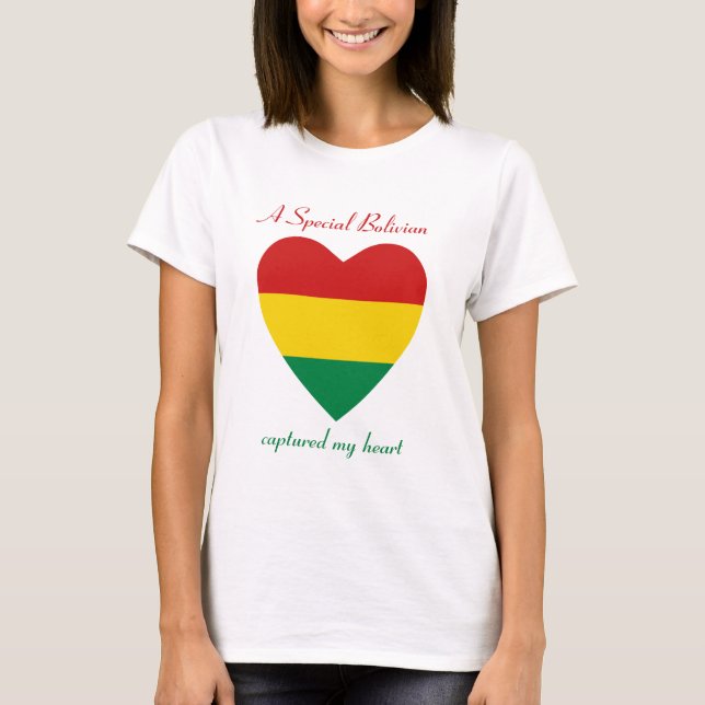 Camiseta Corazón con Bandera de Bolivia (Anverso)