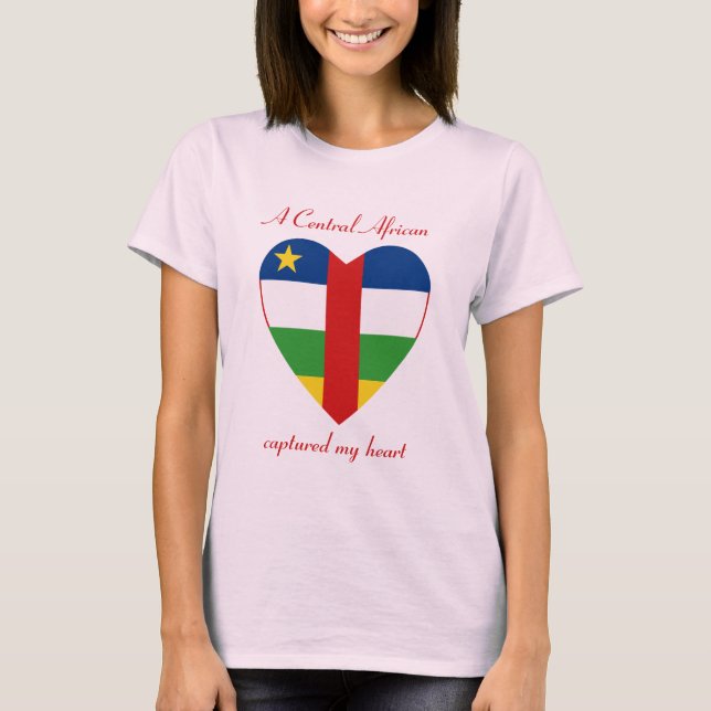 Camiseta Corazón con Bandera de Centrafrique (Anverso)