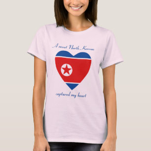 Camiseta Corazón con Bandera de Corea del Norte