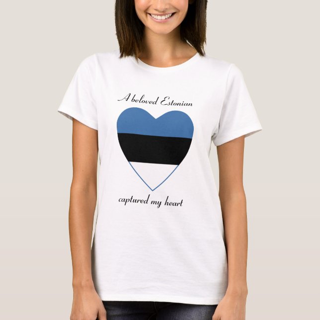 Camiseta Corazón con Bandera de Estonia (Anverso)