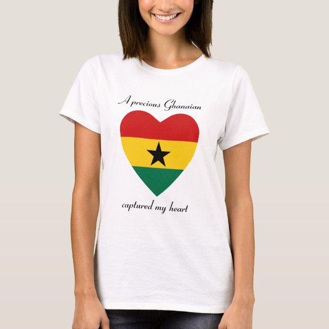 Camiseta Corazón con Bandera de Ghana (Anverso)