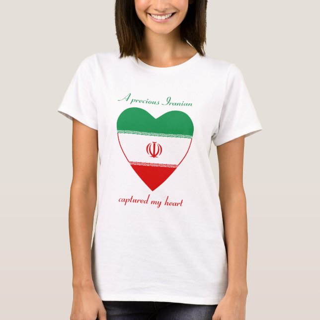 Camiseta Corazón con Bandera de Irán (Anverso)