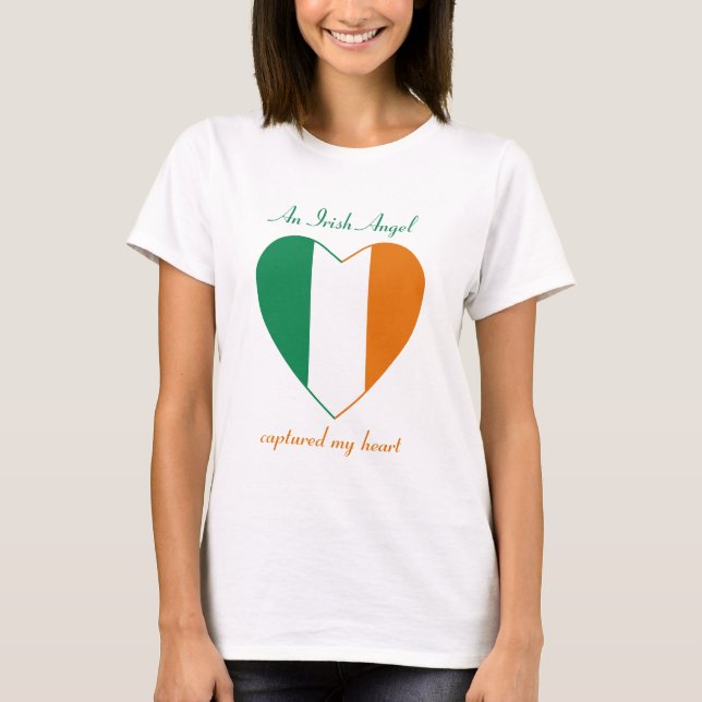 Camiseta Corazón con Bandera de Irlanda (Anverso)