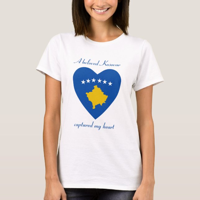 Camiseta Corazón con Bandera de Kosovo (Anverso)