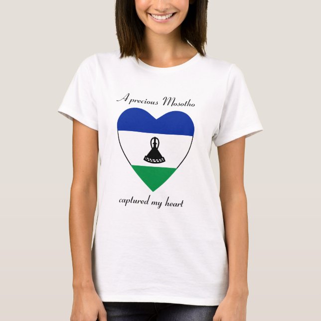 Camiseta Corazón con Bandera de Lesoto (Anverso)