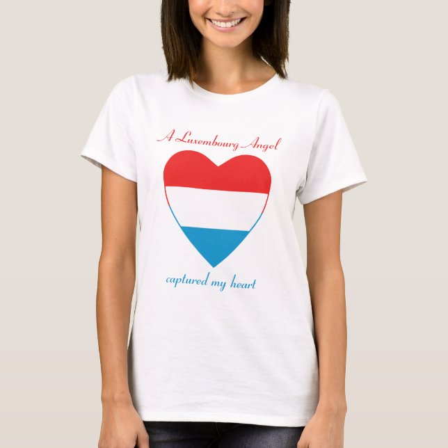 Camiseta Corazón con Bandera de Luxemburgo (Anverso)