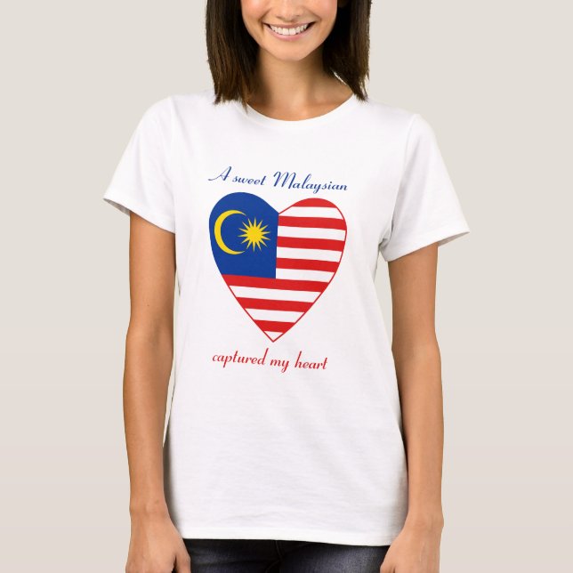 Camiseta Corazón con Bandera de Malasia (Anverso)