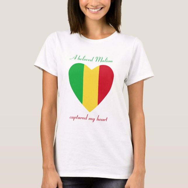 Camiseta Corazón con Bandera de Mali (Anverso)