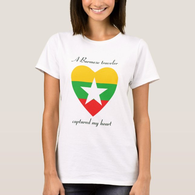 Camiseta Corazón con Bandera de Myanmar (Anverso)