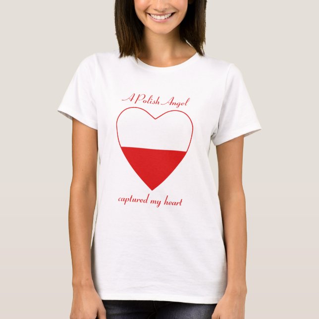 Camiseta Corazón con Bandera de Polonia (Anverso)