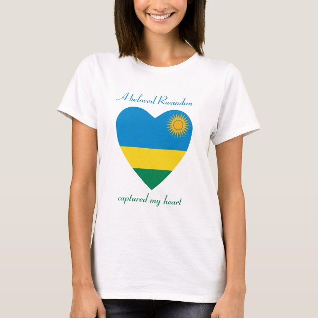 Camiseta Corazón con Bandera de Ruanda (Anverso)