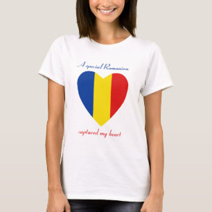 Camiseta Corazón con Bandera de Rumania