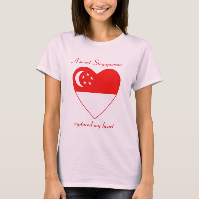 Camiseta Corazón con Bandera de Singapur (Anverso)