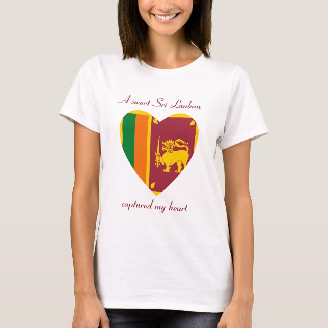 Camiseta Corazón con Bandera de Sri Lanka (Anverso)