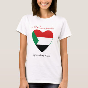 Camiseta Corazón con Bandera de Sudán