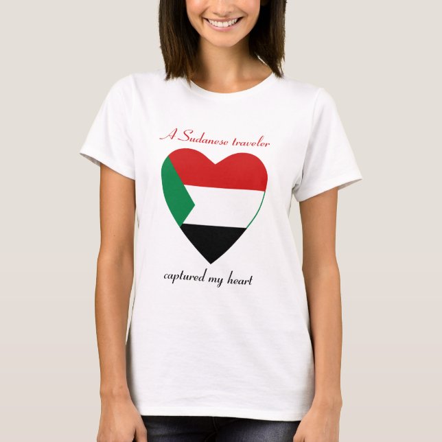 Camiseta Corazón con Bandera de Sudán (Anverso)