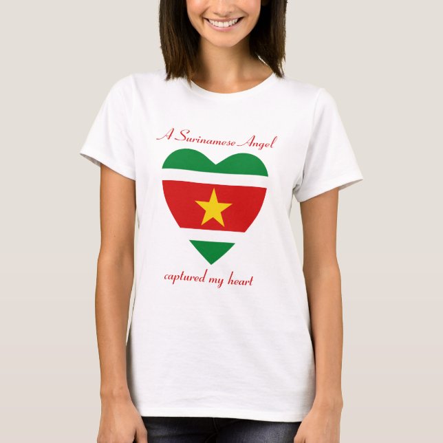 Camiseta Corazón con Bandera de Surinam (Anverso)