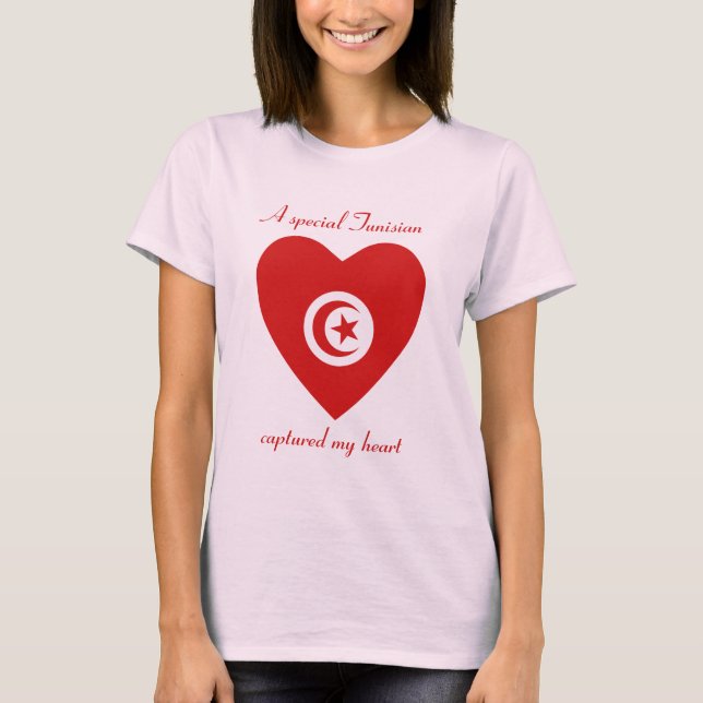 Camiseta Corazón con Bandera de Túnez (Anverso)