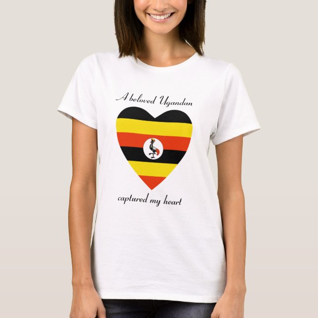Camiseta Corazón con Bandera de Uganda (Anverso)