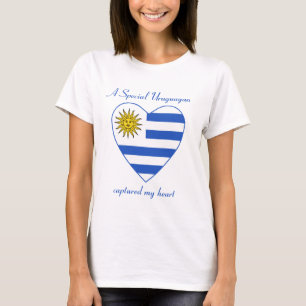 Camiseta Corazón con Bandera de Uruguay