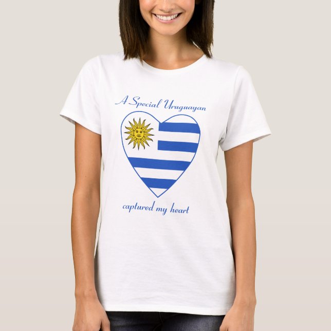 Camiseta Corazón con Bandera de Uruguay (Anverso)